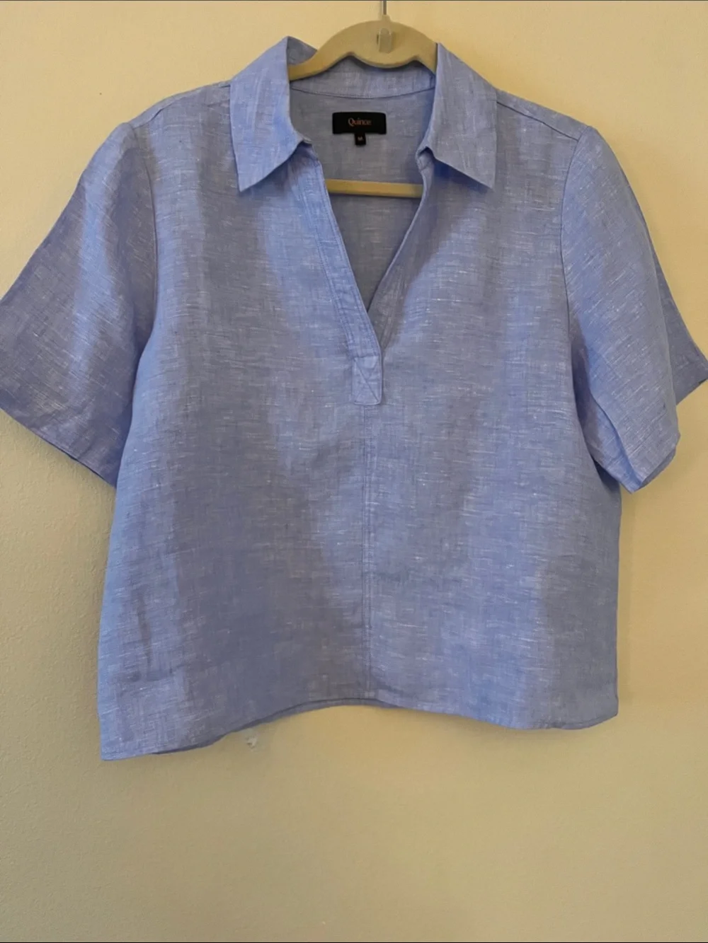 Quince 100% European Linen Short Sleeve Popover Top size M - Picture 2 of 4